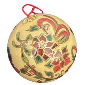 Vintage GANZ Christmas Ornament Inside Painted Glass with Protective Box